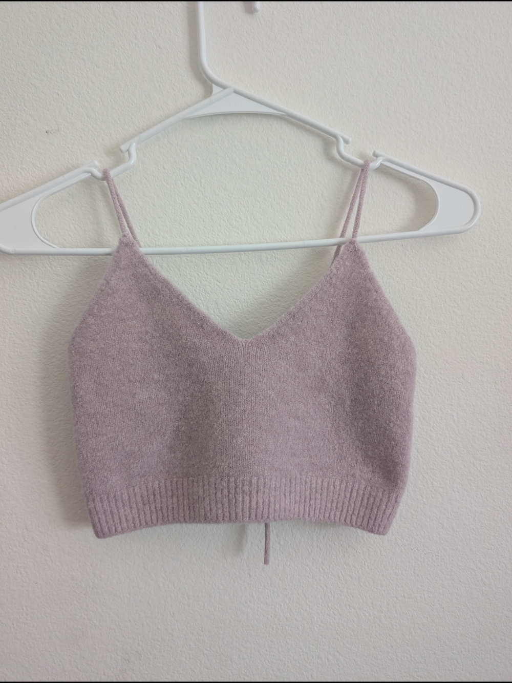 Soft Lavender Knit V-Neck Cami Crop Top